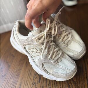 New Balance Off-White and Beige Sneakers